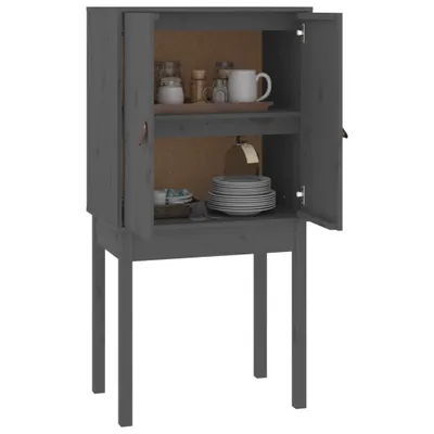 Produktbild von Highboard Grau 60x40x120 cm Massivholz Kiefer