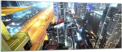 Produktbild von Bilder auf glas - Architektur Industrie Nacht Licht - 140x50cm - Glasbilder - Wandbilder - Kunstdruck - Wanddekoration aus Glas - Glas Bilder - Wandbild auf Glas - GAB140x50-2642
