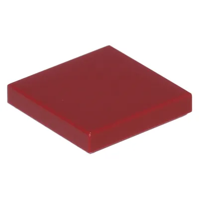 A single red LEGO tile on a white background.