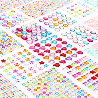 Produktbild von CraftWerk Glitzersteine selbstklebend 1.782 Stück - Bunte Strasssteine für Kreativprojekte, Scrapbooking, DIY - Bastelzubehör in verschiedenen Formen