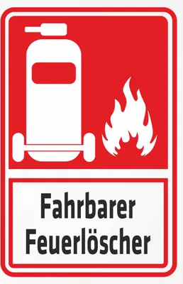 Produktbild von INDIGOS UG - Alu - Dibond Schilder 3mm - Sicherheit - Fahrbarer Feuerlo?scher - Kombi - 200x150 mm