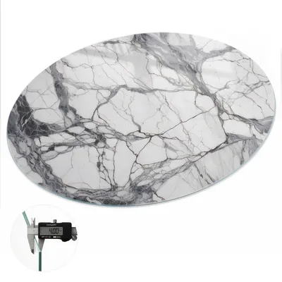 Produktbild von Glas Tischplatte fi50 cm – Tischauflage aus gehärtetem Glas – Glasplatte für Esstisch – Küchentischplatte aus Glas – Tischschutz Glas modern – Dekorative Glasplatte – Pflegeleichte Glastischplatte – Sicherheitsglas Tischplatte – Marmorstruktur