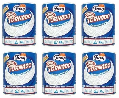 Zdjęcie produktu dla Ręcznik papierowy Foxy Tornado 3-warstwowy (1 rolka) x 6 sztuk
