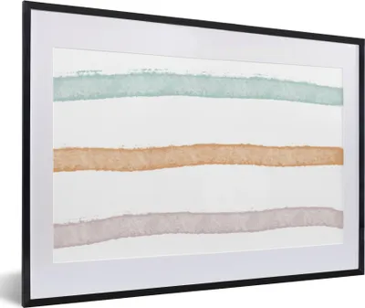 Produktbild von MuchoWow® Gerahmtes Poster Linie - Pastell - Regenbogen - Muster 60x40 cm - Poster mit Schwarzem Bilderrahmen Wandposter Rahmen Foto Bilder - Schlafzimmer - Plakat in Rahmen - Drucken