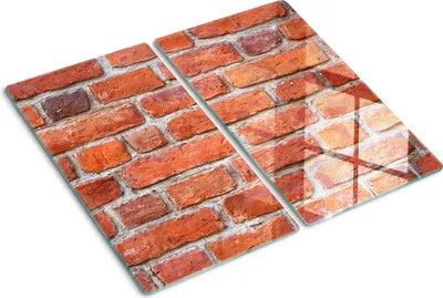 Produktbild von Tulup Glas-Herdabdeckplatte - 2x30x52cm - Glaskeramikkochfeld-Abdeckung Spritzschutz Zweiteilig Backsteinmauer