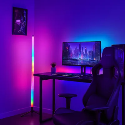 Immagine prodotto di Lampada da terra LED RGB, telecomando, arcobaleno, USB, batteria ricaricabile