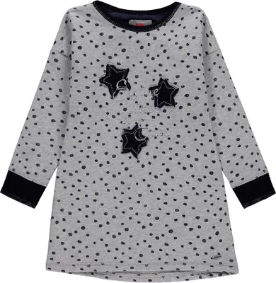 Produktbild von Mädchenkleid mit langen Ärmeln, grau, Punkte, Kanz