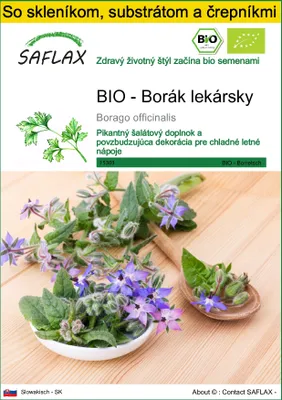 Obrázok produktu pre SAFLAX Kultivačný set - BIO - Borák lekársky - Borago officinalis - 40 Semená - S mini skleníkom, pestovateľským substrátom a 2 črepníkmi