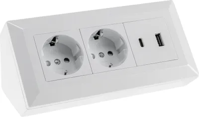 Image de bloc de prises 2x, USB-A+C, blanc, montage en saillie