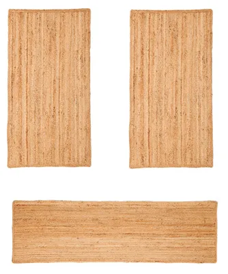 Zdjęcie produktu dla MY-RUG Nitin dywan jutowy 3-częściowy, bieżnik, sypialnia, ręcznie tkany, 100% juta, 200x80