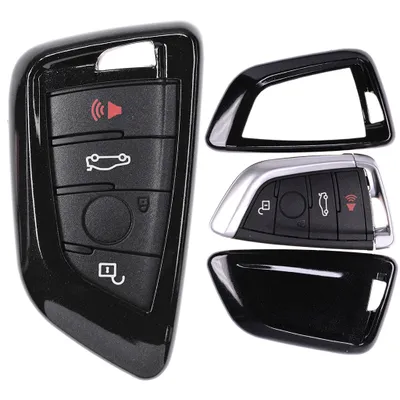 Produktbild von Auto Schlüssel Kunststoff Hülle ABS Plastik Schutz Cover Schwarz kompatibel mit BMW X5 F15 X6 F16 2er F45 F46 X1 F48 KEYLESS SMARTKEY