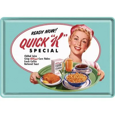 Produktbild von Nostalgic-Art - Blechpostkarte - Kellogg's - Quick K Menu