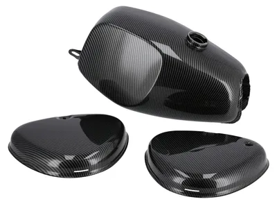 Image de Lot : réservoir Buffalo + couvercle latéral, aspect carbone - pour Simson S50