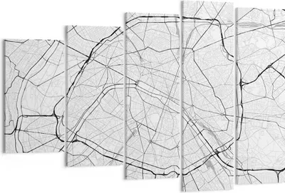 Produktbild von Bild auf Leinwand - Leinwandbild - 5 Teile - Stadt Karte Paris - 150x100cm - Wand Bild - Wanddeko - Wandbilder - Leinwanddruck - Bilder - Wanddekoration - Leinwand bilder - Wandbild - EG150x100-4868