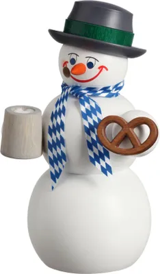 Produktbild von Seiffener Volkskunst Räucherfigur Schneemann Bayer - Größe ca. 14cm, für Räucherkerzen Größe M (Standard)