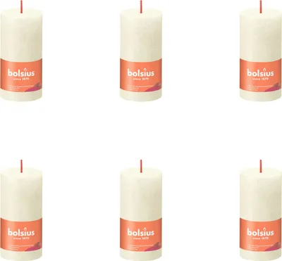 Produktbild von Bolsius - Rustikale Stumpenkerze - 100/50 - 1 Stück pro Packung - Soft Pearl - Vorteilspack - 6 Stücke