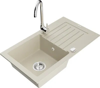 Produktbild von Mexen Pablo 1 Becken-Granitspüle mit Abtropffläche und Mischbatterie Telma, Beige - 6510-69-670200-00