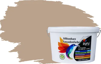 Produktbild von RyFo Colors Silikonharz Fassadenfarbe Lotuseffekt Trend Beige 10l - bunte Fassadenfarbe, weitere Braun Farbtöne und Größen erhältlich, Deckkraft Klasse 1