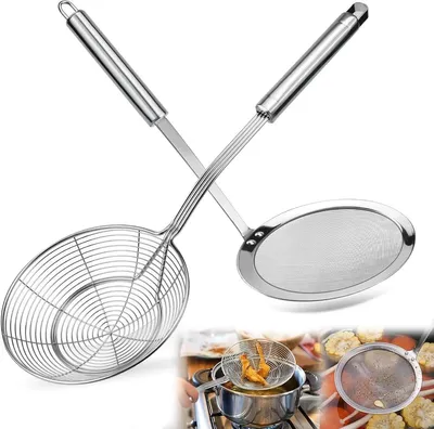 Produktbild von 2er Schaumkelle Schaumlöffel Edelstahl Schöpfkelle Ø 14cm+ Ø 12CM