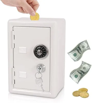 Productafbeelding van Famanu geldkassettes met wachtwoord en sleutels - Wit - 18 x 12 x 10 cm