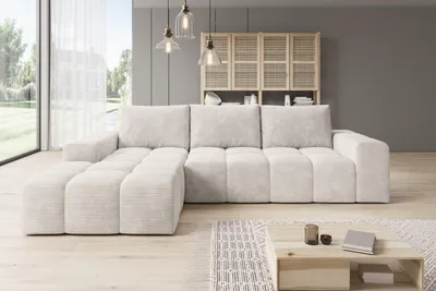 Produktbild von Moebelfest Molli Ecksofa L-Form Linksseitig Creme Cord-stoff