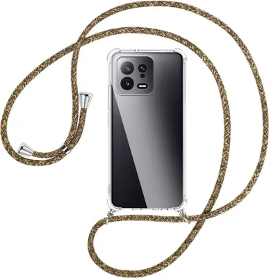 Produktbild von Handykette Backcover-Schutzhülle mit Band (Metall silberfarben) für Xiaomi 13 (6.28'') - braun+beige