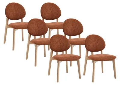 Produktbild von 6er-Set Stühle aus Strukturstoff und Hevea-Holz in Hellem Natur - Terracotta MARLENI