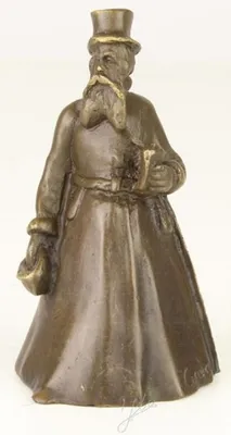 Produktbild von Casa Padrino Jugendstil Tischglocke Gentleman Bronze / Gold 5,5 x 5,5 x H. 9,9 cm - Tischklingel Service Glocke - Hotel & Gastronomie Accessoires