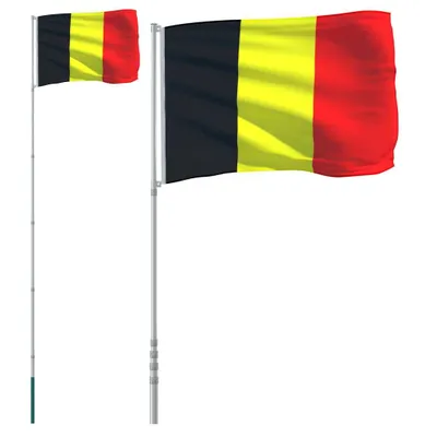 Image de Drapeau de la Belgique avec mât 5,55 m Aluminium
