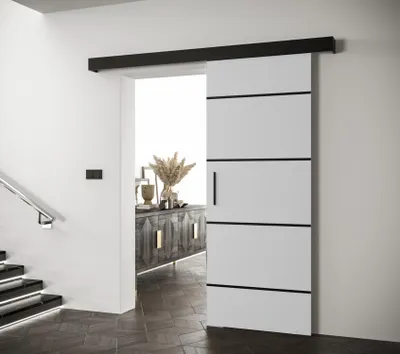 Obrázek produktu pro Posuvné dveře s černým úchytem SALOME 4 - 80 cm, bílé / černé