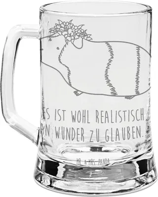 Produktbild von Mr. & Mrs. Panda Seidel Meerschweinchen Weisheit - Transparent - Geschenk, Bierkrug graviert, Bierhumpen, Glaskrug, Wunder, Blumenkind, Wunderland, Krug, Humpen, Spruch