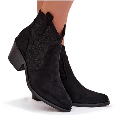 Produktbild von Damen perforierte Ankle Boots mit Absatz S.Barski HY61-8013 Schwarz 41