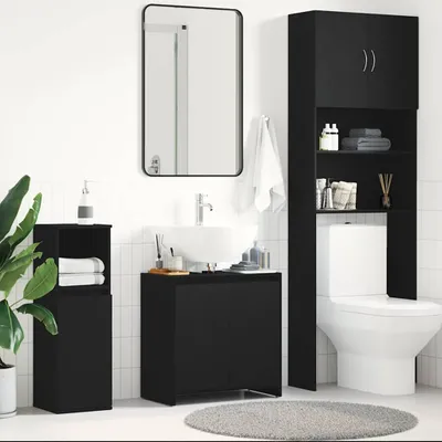 Produktbild von Möbel Badschrank Schwarz Eichen-Optik 60x33x61 cm Holzwerkstoff - Badezimmer &22443