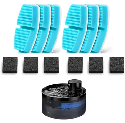 Productafbeelding van Katzenbrunnen filtersysteem, 12 stuks: 6 actieve koolfilters + 6 schuimfilters