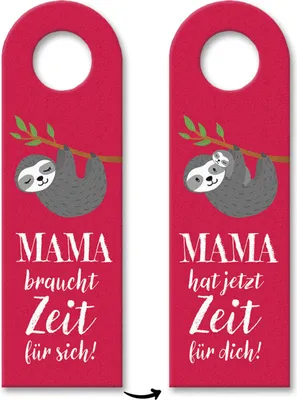Produktbild von Mama braucht Zeit für sich Türhänger 3er Set in rot mit Faultier
