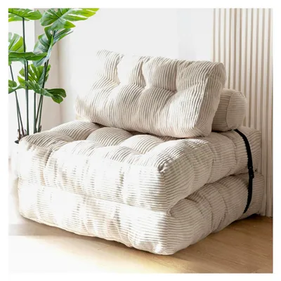 Produktbild von Faltbares Schlafsofa umwandelbarer Schlafsessel mit Kissen, Matratze und Rückenstütze, tragbarer Stuhl-Bett-Komfort für Wohnzimmer und Schlafzimmer, Beige