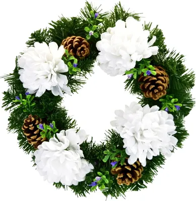 Image de Couronne d'automne avec chrysanthèmes blancs Ø30 cm