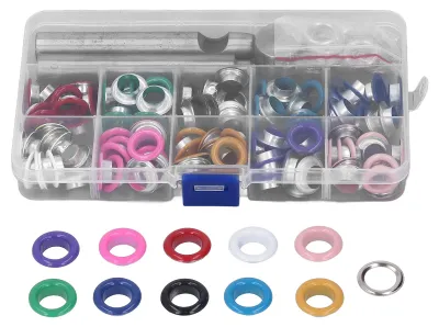 Produktbild von ösen-Set 10 mm, farbig, robust, aus Metall, vielseitig einsetzbar, einfache Montage, Lederösen-Set für Schuhe, Taschen und Kleidung