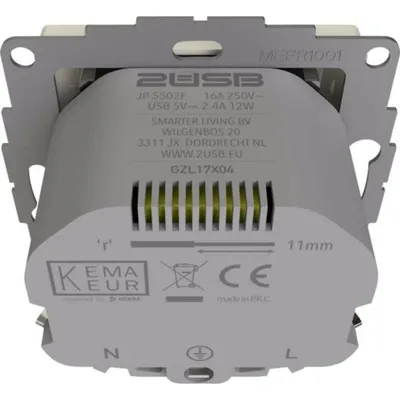 Produktbild von 2USB inChargePRO USB AA Steckdose 12W 2.4A Glänzend Weiß