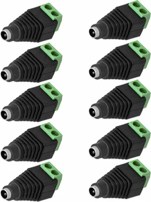 Produktbild von 10x DC Buchse Hohlbuchse 2,1 mm x 5,5mm > Terminal Block 2-Pin Adapter Schraubbar Verbinder
