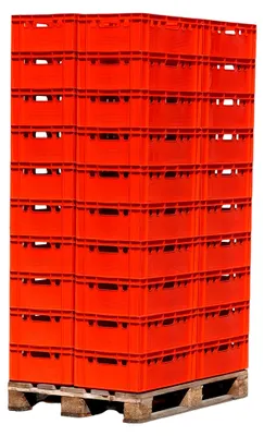 Produktbild von E2 Palette Kisten 60x40x20 Fleischkiste Lagerkiste Metzgerkiste - 40 Stück rot