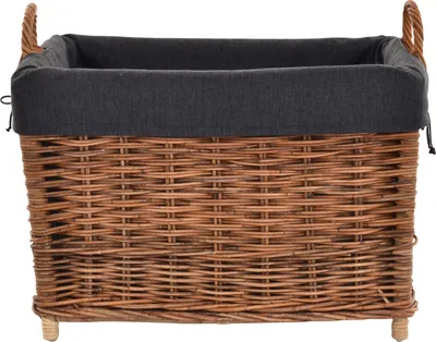 Produktbild von KRINES HOME Rattan Kaminholzkorb Flechtkorb mit Inlett Holzkorb Kaminkorb stabil Korb für Holz (groß, Natur)