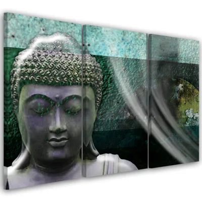 Produktbild von Triptychon auf leinwand religiöses - grün 150x100 cm Feeby grün wandbild bereit zum aufhängen