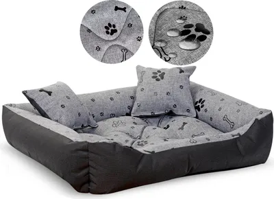 Produktbild von Hundebett Laufstall 100x75 cm wasserdicht Knochen schwarz