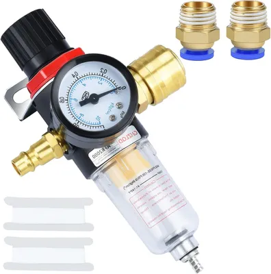Imagen del producto de Reguladores de presión con separador de agua, de 1/4 de pulgada, filtro de aire para aire comprimido