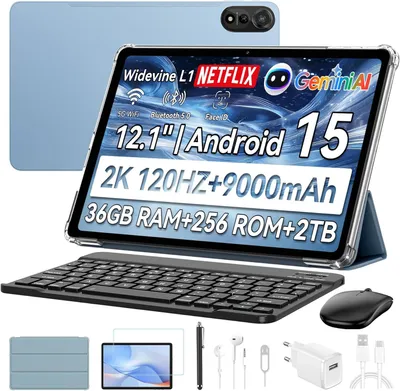 Obrázek produktu pro Blackview Mega2 Android 15 12''2K Display FHD Tablet, 36(12+24) GB+256GB 2TB s možností rozšíření, 5GWiFi, Dual 4G, 9000mAh, vč. pera, myši, klávesnice, wifi
