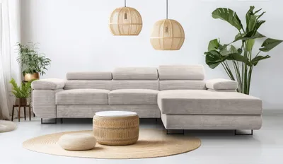 Produktbild von AX LIVING Cord Couch L Form – Arborio R Wohnlandschaft 280 cm Zartweiß