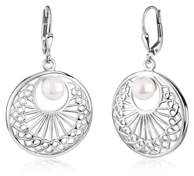 Produktbild von MATERIA by Matthias Wagner Damen Ohrringe Perle 925 Silber mit Brisuren rhodiniert rund SO-331