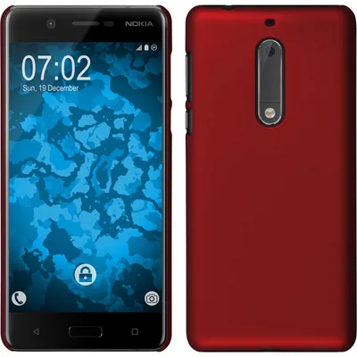 Produktbild von PhoneNatic Case kompatibel mit  Nokia 5 - Hülle rot gummiert Hard-case + 2 Schutzfolien