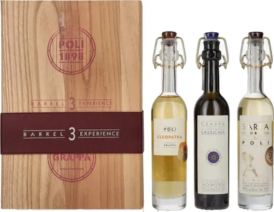 Image de Poli Grappa Baby Pack ORO 40% Vol. 3x0,1l in Holzkiste